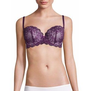 LE MYSTERE Sophie Lace Memory Foam Underwire Bra Purple 32DD NEW